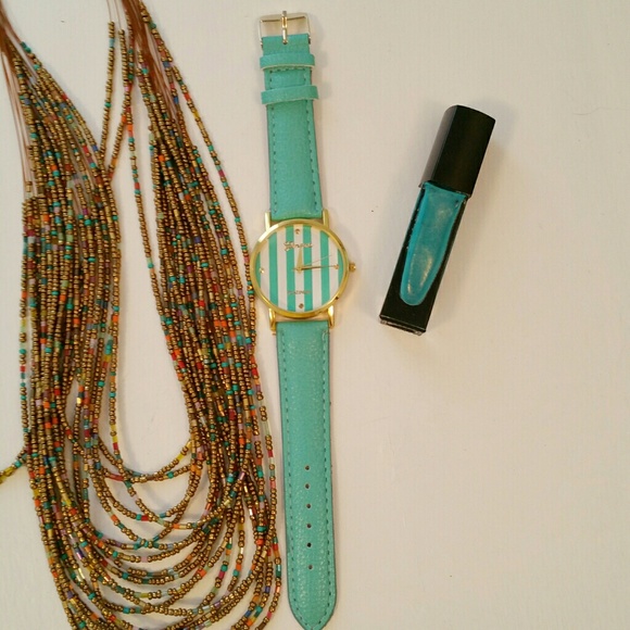 Striped Mint Colored Watch - Picture 2 of 2