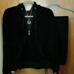 EUC NY&C black velour/diamond bling track set