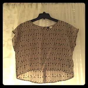 Beige Safety Pin Crop Top