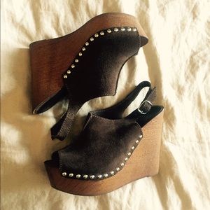 Charles David chocolate suede platforms