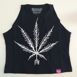 Creep Street marijuana leaf crop top