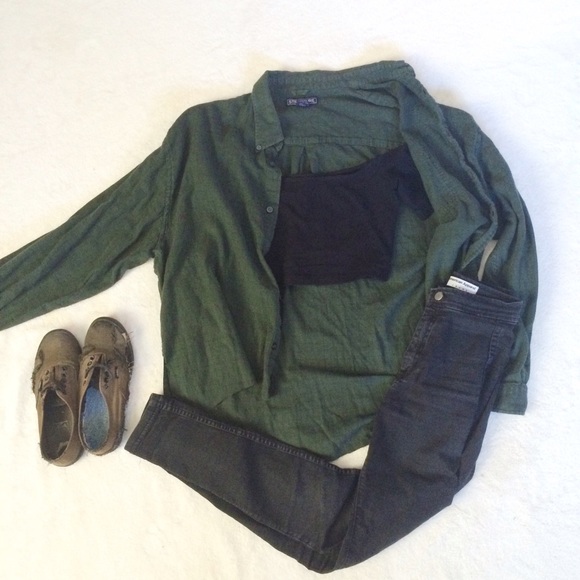 *traded*🔹Emerald green flannel🔹 - Picture 2 of 4