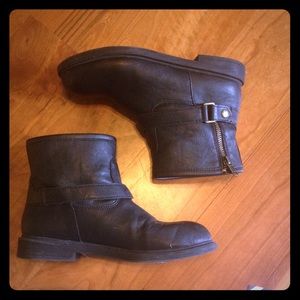 Black buckled booties