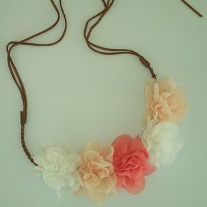 Coral & white flower crown
