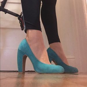 Teal Suede Kimchi 4 1/2" Pumps