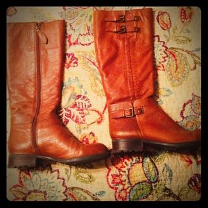 Brown leather boots