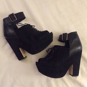 Black Peep Toe Heels