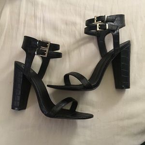 Black Double Strap Heels