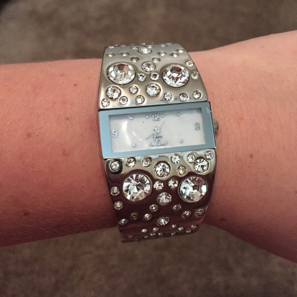 Silver rhinestone watch. - Picture 1 of 3