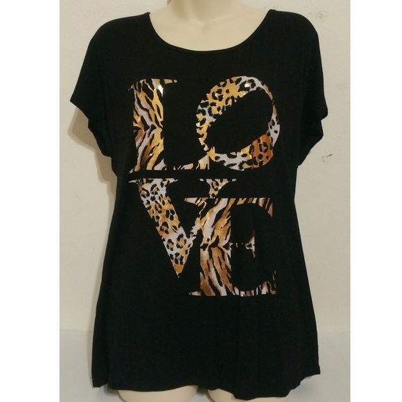 Boutique Top - LOVE print in Animal pattern