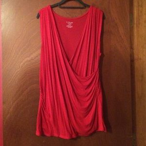 Red wrap-style top