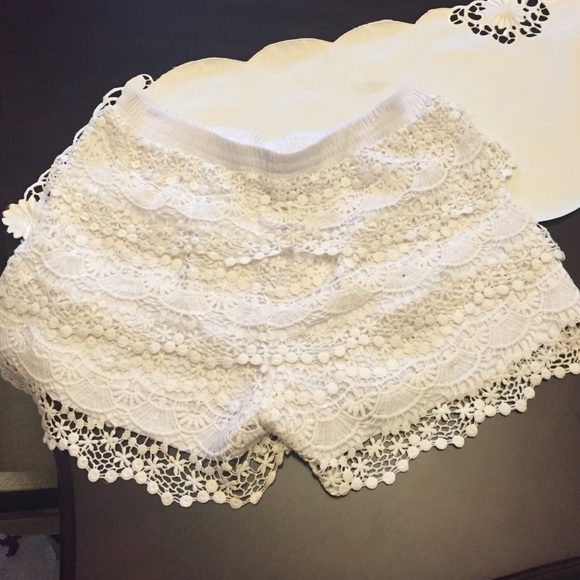 White Crochet Shorts
