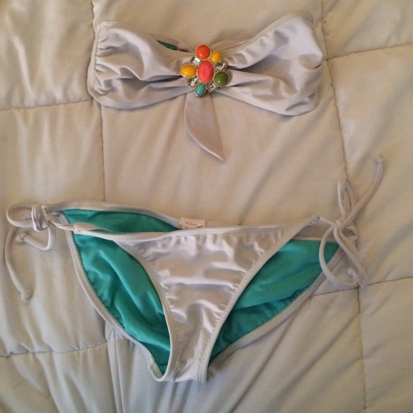 white xhilaration bandeau set size s