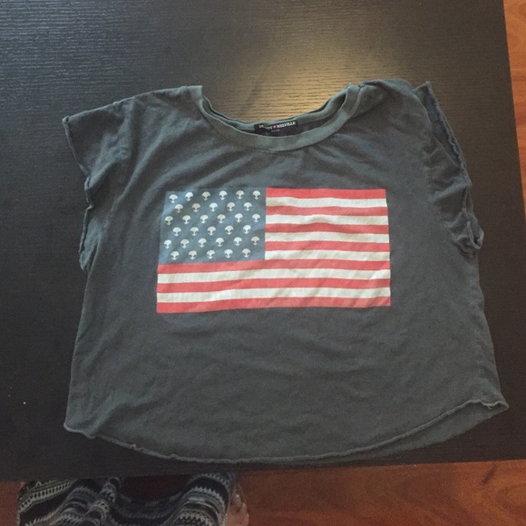 BRANDY MELVILLE ALIEN AMERICAN FLAG CROP TOP