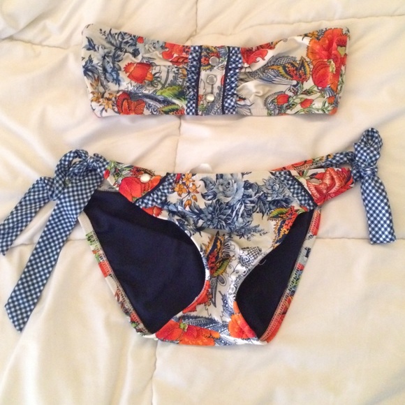 lucky brand bandeau bikini set size small