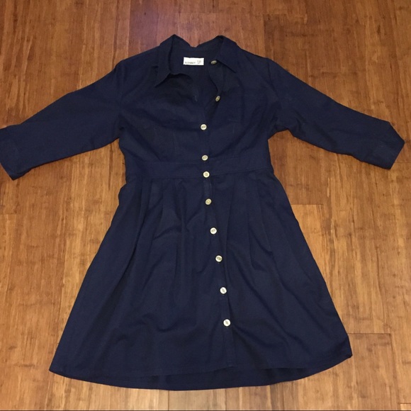 Old Navy Fit and Flare button up Navy Dress