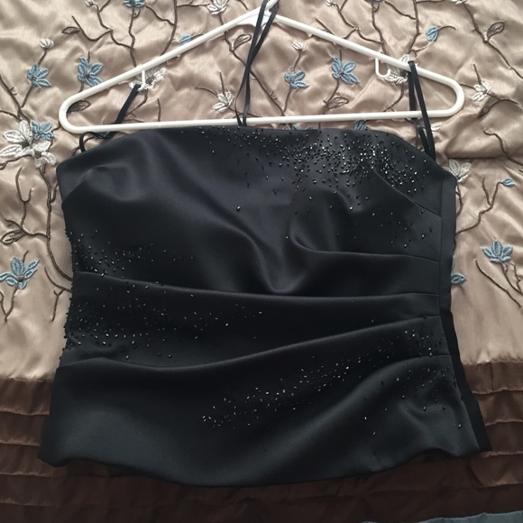 Kay Unger strapless black beaded top size 6