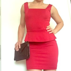 ECI New York Red Peplum Dress