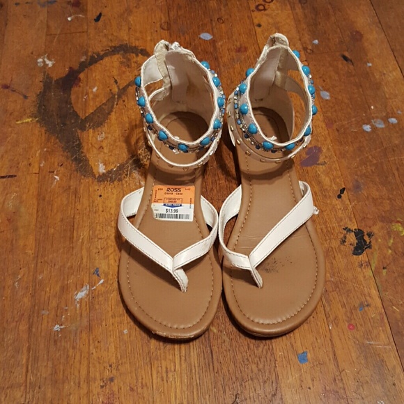 White and turquoise stone sandles