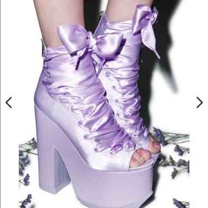 Y.R.U Satin Purple Platforms