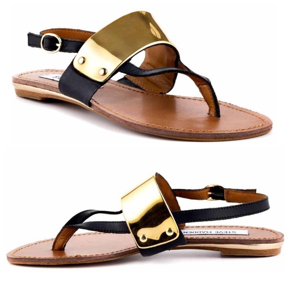 steve madden black and gold sandals
