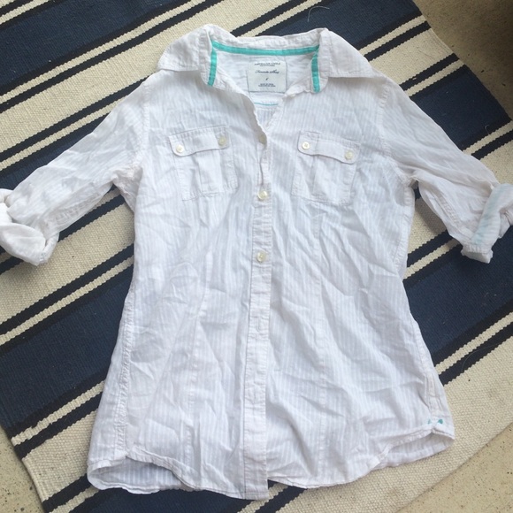 White American eagle button up top