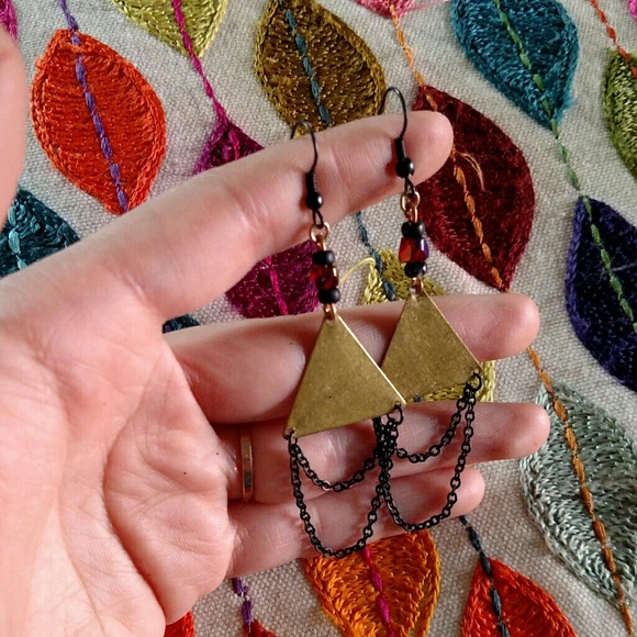 Geometric rectangular dangle earrings