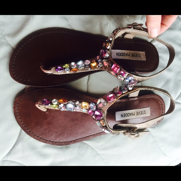 Steve Madden Jeweled Gold Sandals