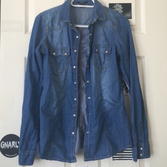 soft jean button up long sleeve