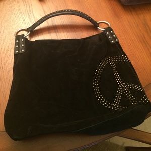 Black suede lucky brand handbag
