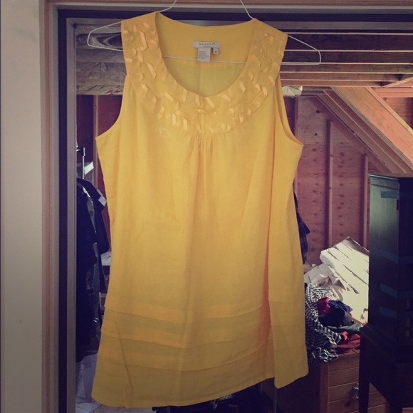 SANDRO yellow linen sleeveless top