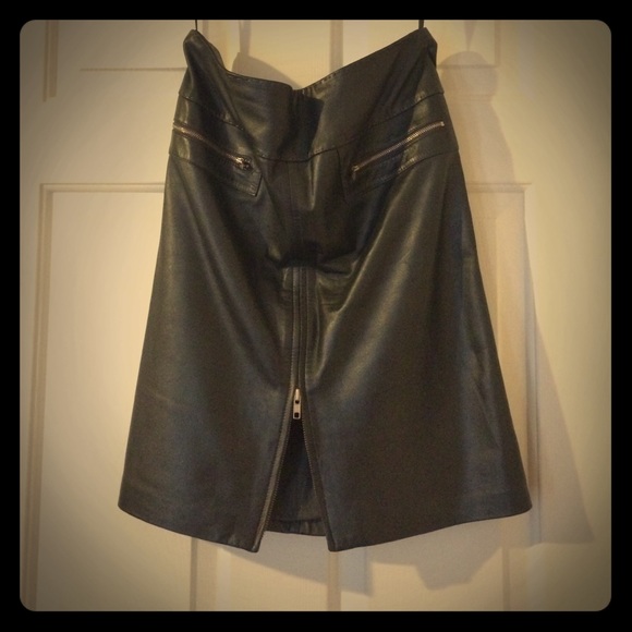 Grey Cache Leather Skirt