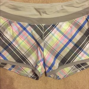 Plaid Lululemon running shorts