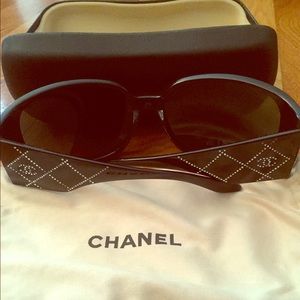 Chanel 5080-B Black Quilted Swarovski Sunglasses