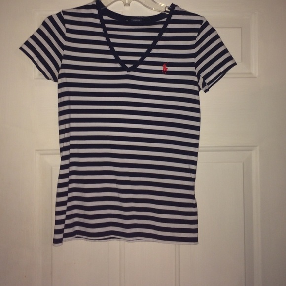 Striped V Neck Tee