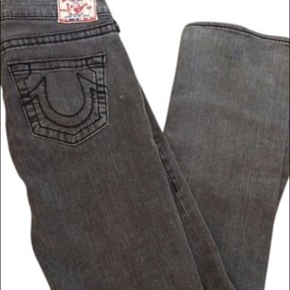 Grey True religion straight leg jeans