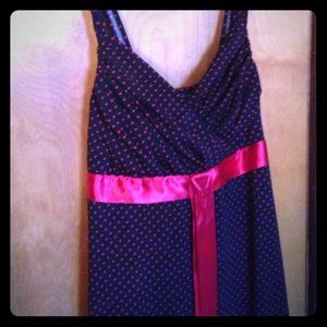Black and Red Polka Dot Tea length dress
