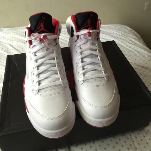Jordan 5 white red black
