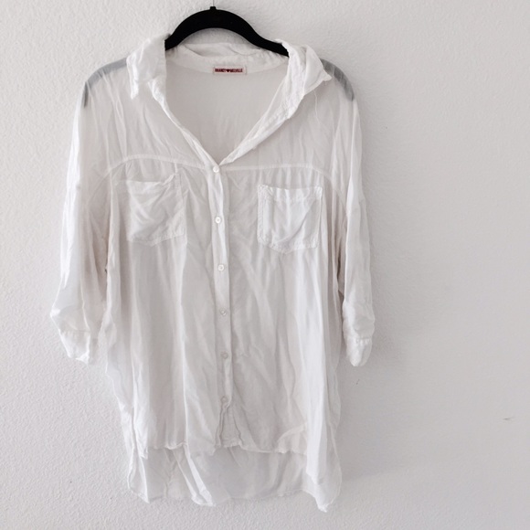 Brandy Melville White Slouchy Button Up