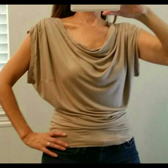Tan drape front top