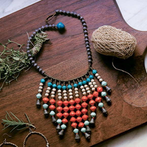 African Paper Bead Necklace