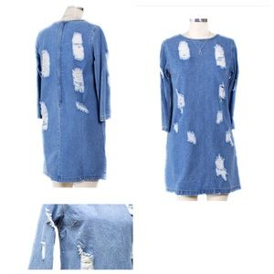 Destroyed denim dress