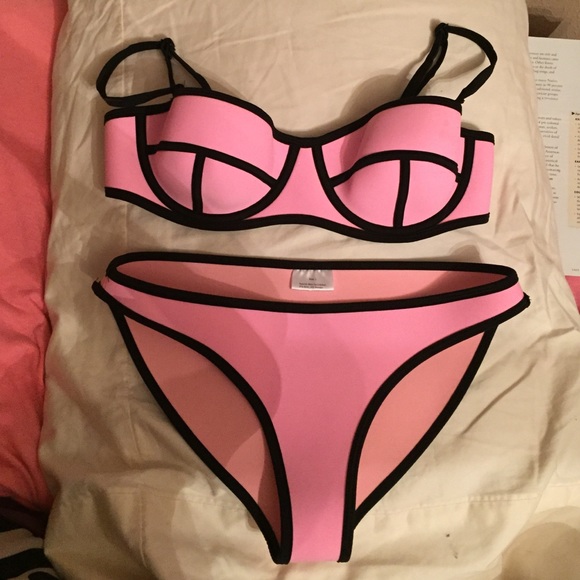 pink triangl bathing suit