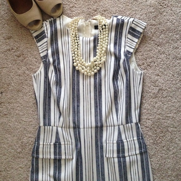 J. Crew | Striped Tweed Patch-Pocket Sheath Size 2