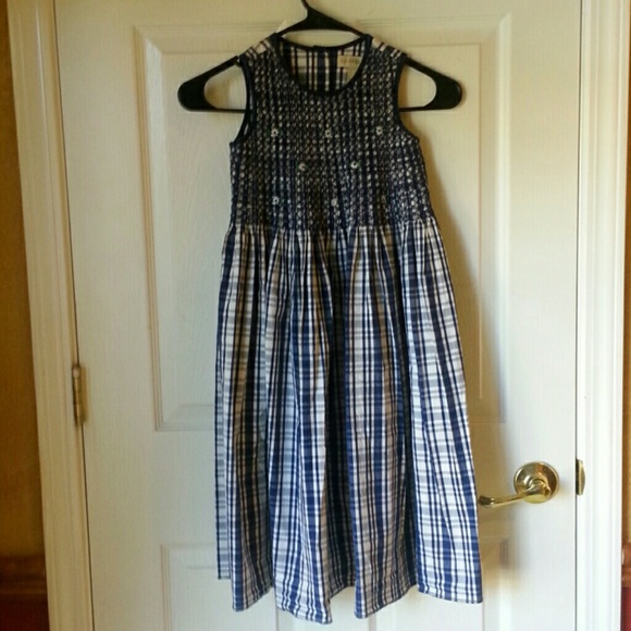 Girls Size 6 navy and white plaid dress