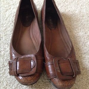 Nine West brown leather flats.