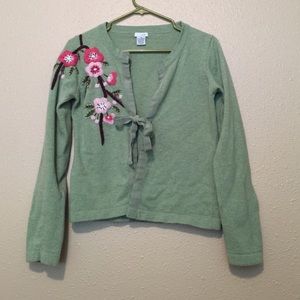 Wool Cardigan with Floral Embroidery