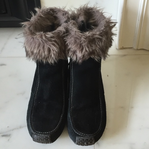 Faux Fur Black Suede Booties