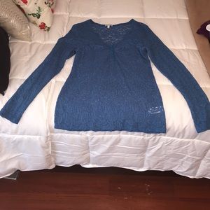 Blue Lace Long Sleeve Shirt