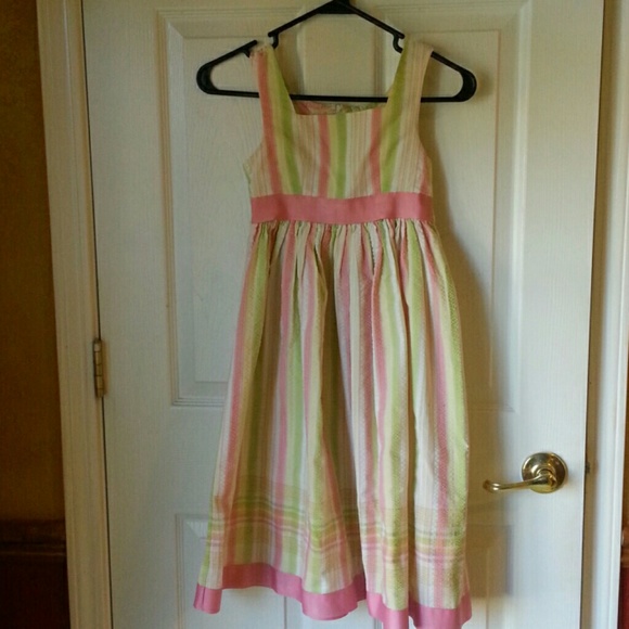 Pretty pink plaid girls summer dress